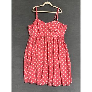 Torrid Dress 4X Pink Polka Dot Smocked Sleeveless Sundress Summer Casual